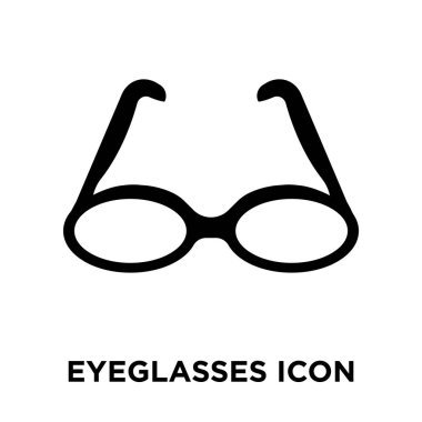 Beyaz arka plan, logo şeffaf arka plan, gözlük işareti kavramı üzerinde izole gözlük simge vektör siyah sembol dolu