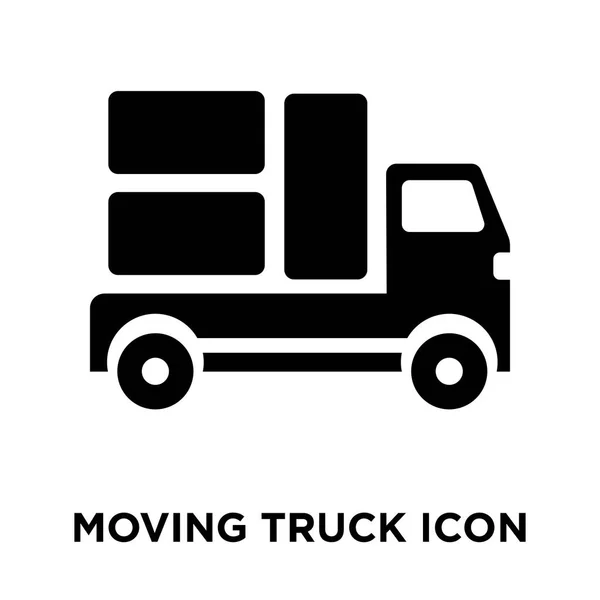 白い背景に分離移動トラック アイコン ベクトル透明な背景 塗りつぶし黒シンボル サインオン移動トラックのロゴのコンセプト — ストックベクタ