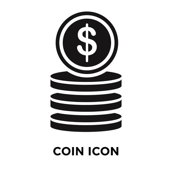 硬币图标向量被隔离在白色背景上 标志概念上的硬币符号在透明背景 实心黑色符号 — 图库矢量图片