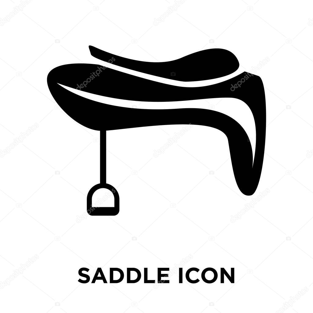 Saddle icon vector isolated on white background, logo concept of Saddle sign on transparent background, filled black symbol