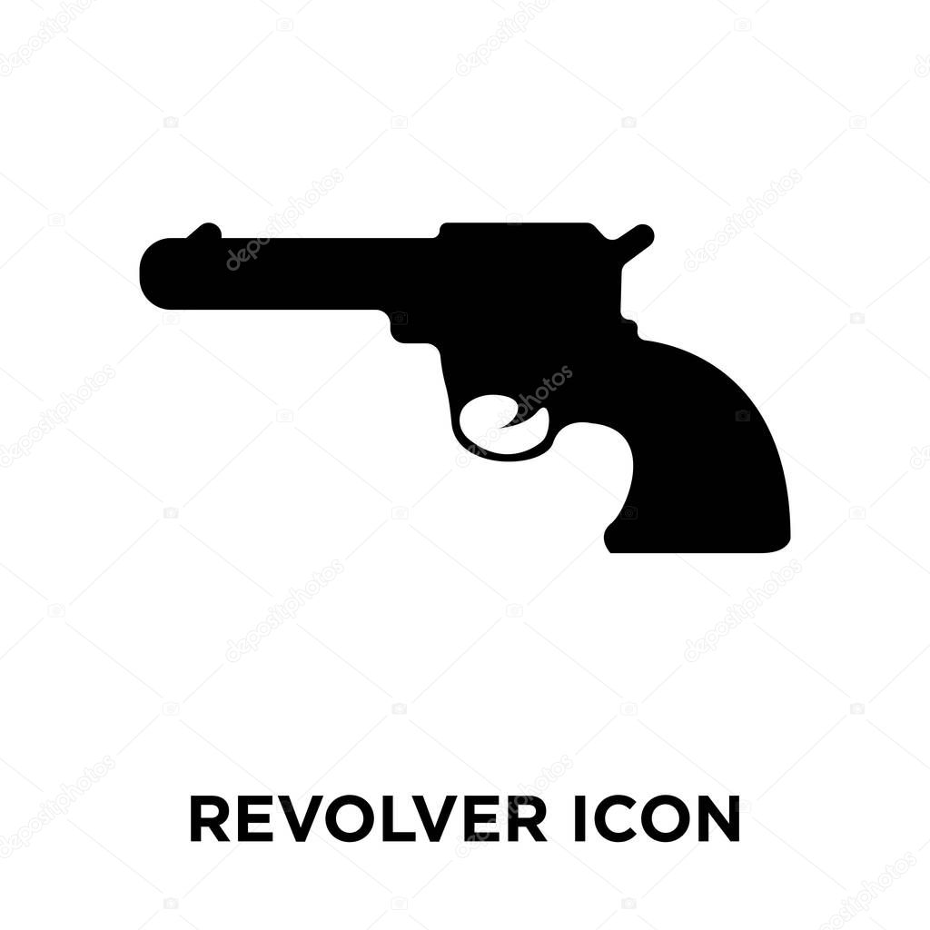 Revolver icon vector isolated on white background, logo concept of Revolver sign on transparent background, filled black symbol