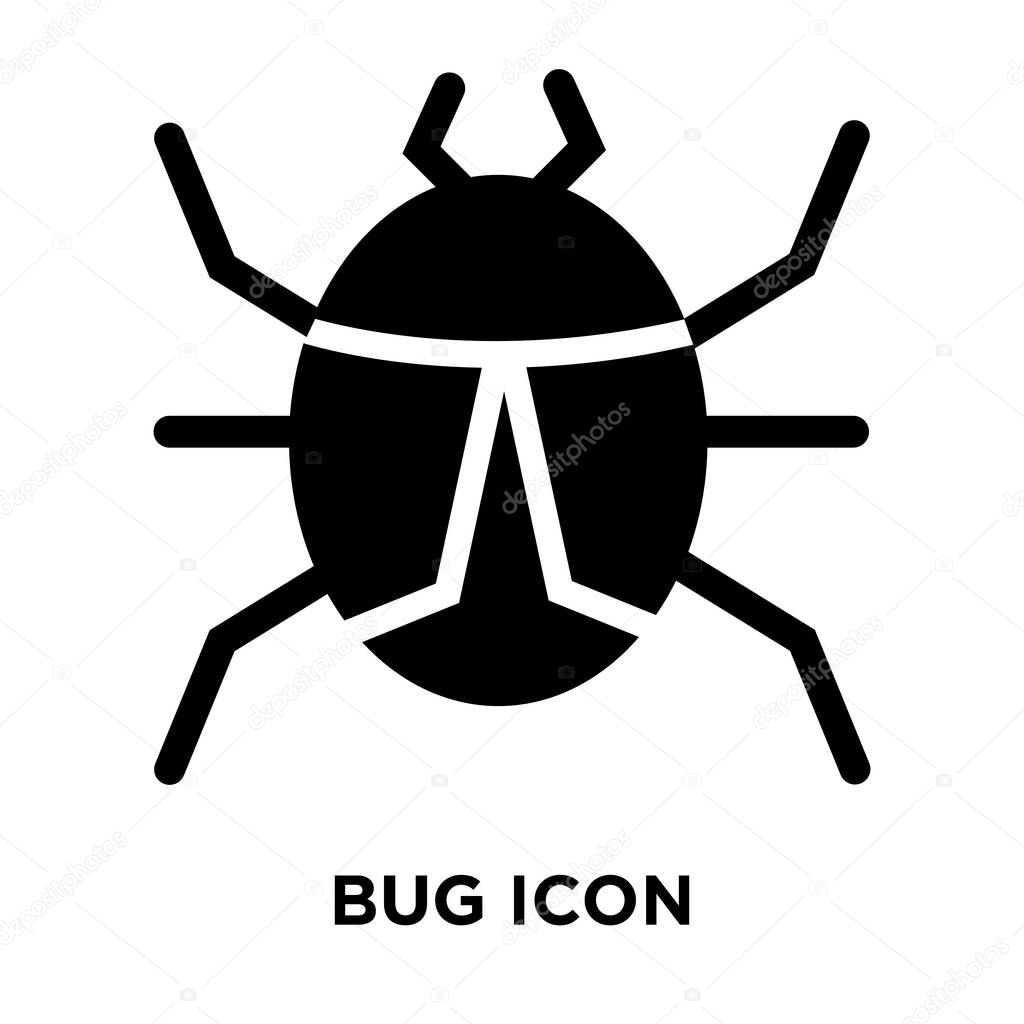 Bug icon vector isolated on white background, logo concept of Bug sign on transparent background, filled black symbol