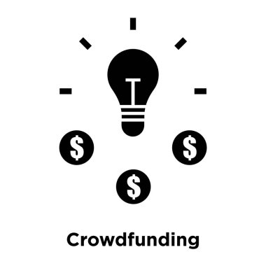 Beyaz arka plan, logo şeffaf arka plan, Crowdfunding işareti kavramı üzerinde izole Crowdfunding simge vektör siyah sembol dolu