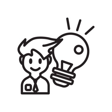 Beyaz arka plan üzerinde fikir işareti izole fikir simge vektör