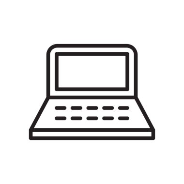 Beyaz arka plan üzerinde Laptop işareti izole dizüstü simge vektör