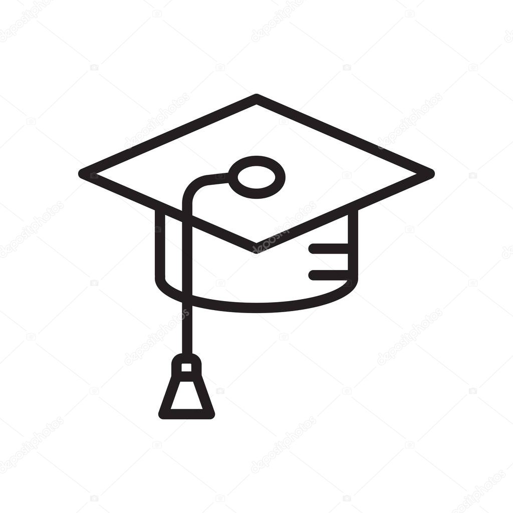 Mortarboard icon vector isolated on white background, Mortarboar