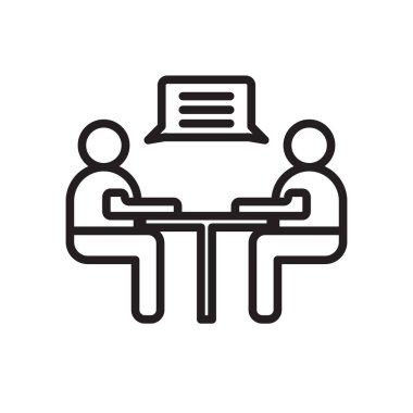 Beyaz arka plan üzerinde röportaj sı izole simge vektör röportaj