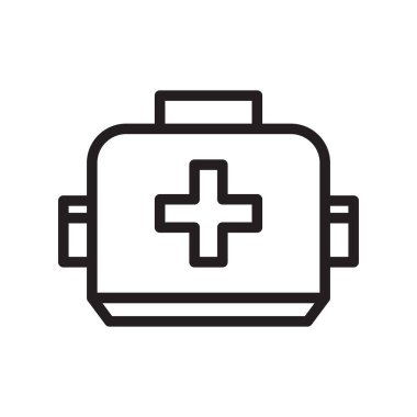 Beyaz arka plan üzerinde ilk AI izole ilk yardım kutusu simge vektör