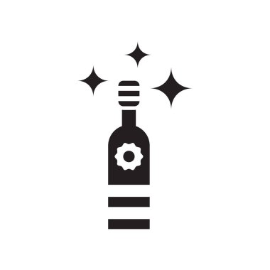 Beyaz arka plan, şişe şeffaf işareti, kutlama sembollerin izole şişe simge vektör