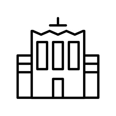 Beyaz arka plan üzerinde bina oturum izole bina simge vektör