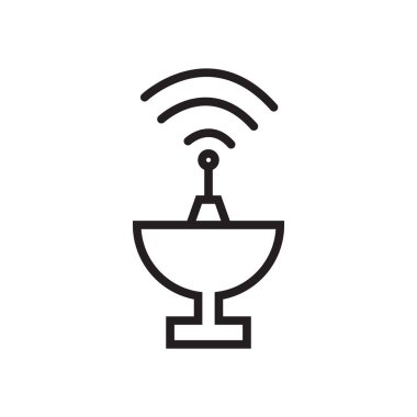 Beyaz arka plan üzerinde Satelli izole uydu çanağı simge vektör