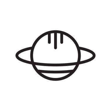 Beyaz arka plan üzerinde S izole onun yüzüğü simge vektör ile Satürn