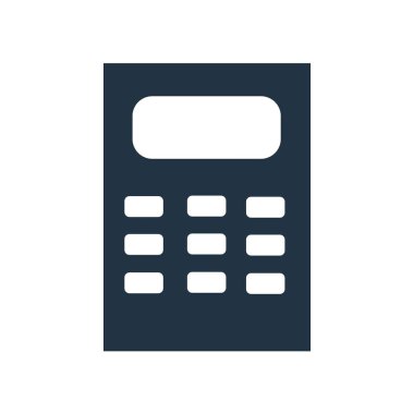 Beyaz arka plan üzerinde hesap makinesi şeffaf işareti izole hesap makinesi simge vektör