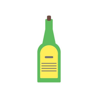 Beyaz arka plan üzerinde şarap bottl izole şarap şişesi simge vektör