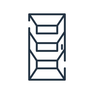 Beyaz arka plan, kapıyı işaret, hat izole kapı simge vektör 