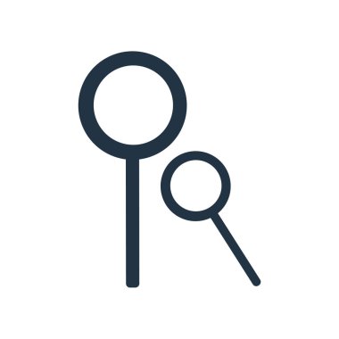 Beyaz arka plan üzerinde arama şeffaf işareti izole arama simge vektör