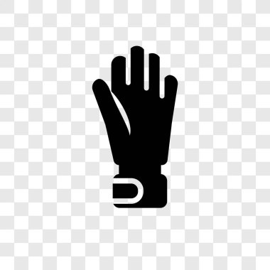 Saydam arka plan üzerinde eldiven şeffaflık logo kavramı izole eldiven vektör simgesi