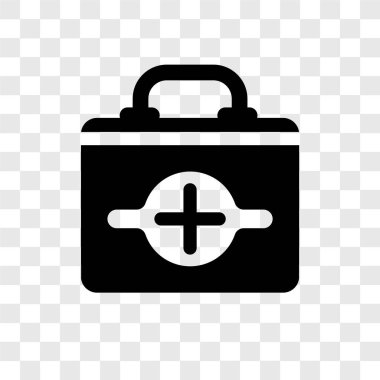 Saydam arka plan üzerinde ilk yardım kiti şeffaflık logo kavramı izole ilk yardım kiti vektör simgesi