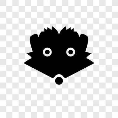 Saydam arka plan üzerinde kirpi şeffaflık logo kavramı izole kirpi vektör simgesi