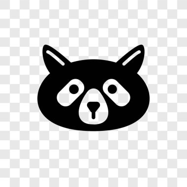Saydam arka plan üzerinde rakun şeffaflık logo kavramı izole rakun vektör simgesi