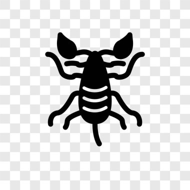 Saydam arka plan üzerinde akrep şeffaflık logo kavramı izole akrep vektör simgesi