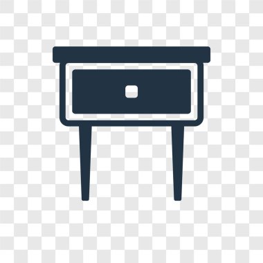 Saydam arka plan üzerinde başucu masa şeffaflık logo kavramı izole başucundaki vektör simgesi