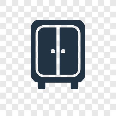 Saydam arka plan üzerinde dolap şeffaflık logo kavramı izole dolap vektör simgesi