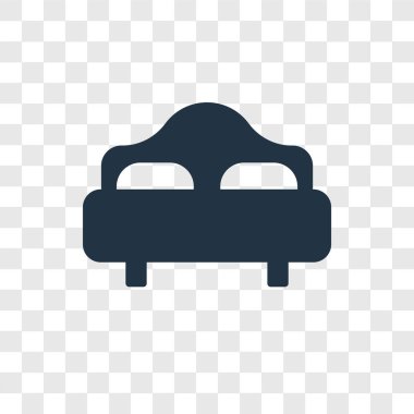 Saydam arka plan üzerinde yatak şeffaflık logo konsepti izole yatak vektör simgesi