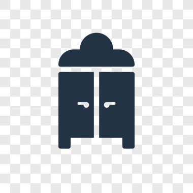 Saydam arka plan üzerinde gardırop şeffaflık logo kavramı izole gardırop vektör simgesi