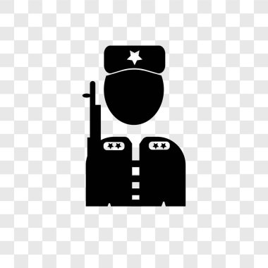 Saydam arka plan üzerinde asker şeffaflık logo kavramı izole asker vektör simgesi