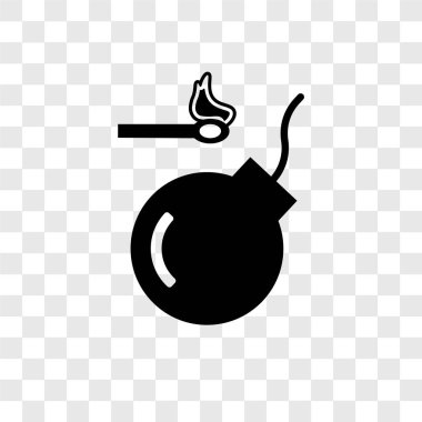 Saydam arka plan üzerinde bomba şeffaflık logo kavramı izole bomba vektör simgesi