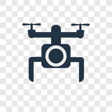 Saydam arka plan üzerinde dron şeffaflık logo kavramı izole dron vektör simgesi