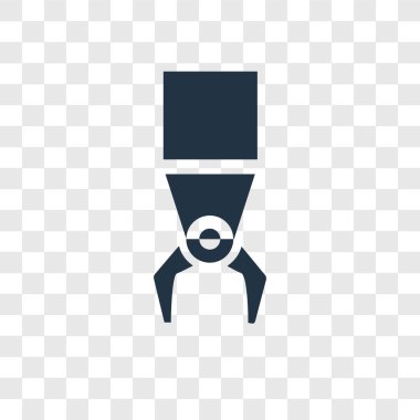 Saydam arka plan üzerinde şeffaflık logo kavramı mekanik kol izole mekanik kol vektör simgesi