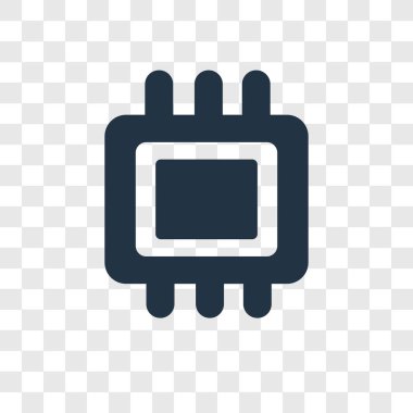 Saydam arka plan üzerinde Chip şeffaflık logo kavramı izole çip vektör simgesi