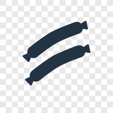 Saydam arka plan üzerinde sosis şeffaflık logo kavramı izole sosis vektör simgesi