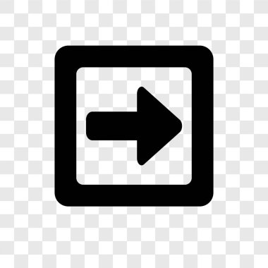 Saydam arka plan üzerinde sağa doğru saydamlık logo kavramı izole sağ yön vektör simgesi