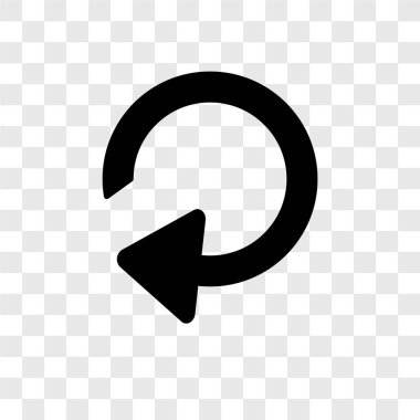 Saydam arka plan üzerinde yeniden ok şeffaflık logo kavramı izole yeniden yükle ok vektör simgesi