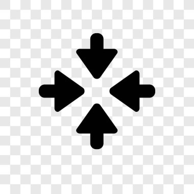 Saydam arka plan üzerinde en aza indirmek okları şeffaflık logo kavramı izole simge durumuna küçült okları vektör simgesi