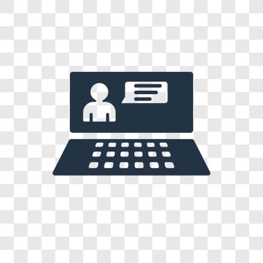 Saydam arka plan üzerinde Laptop şeffaflık logo kavramı izole dizüstü vektör simgesi