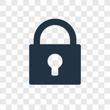 Saydam arka plan üzerinde kilit şeffaflık logo kavramı izole kilit vektör simgesi