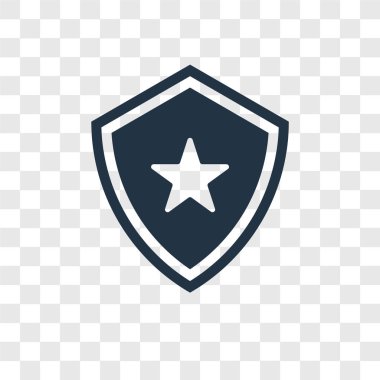 Saydam arka plan üzerinde kalkan şeffaflık logo kavramı izole kalkan vektör simgesi