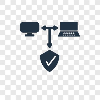 Saydam arka plan üzerinde bilgisayar şeffaflık logo kavramı izole bilgisayar vektör simgesi