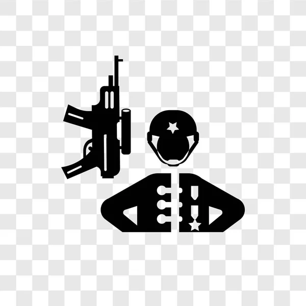 Asker Şeffaf Arka Plan Asker Silah Şeffaflık Logo Kavramı Üzerinde — Stok Vektör