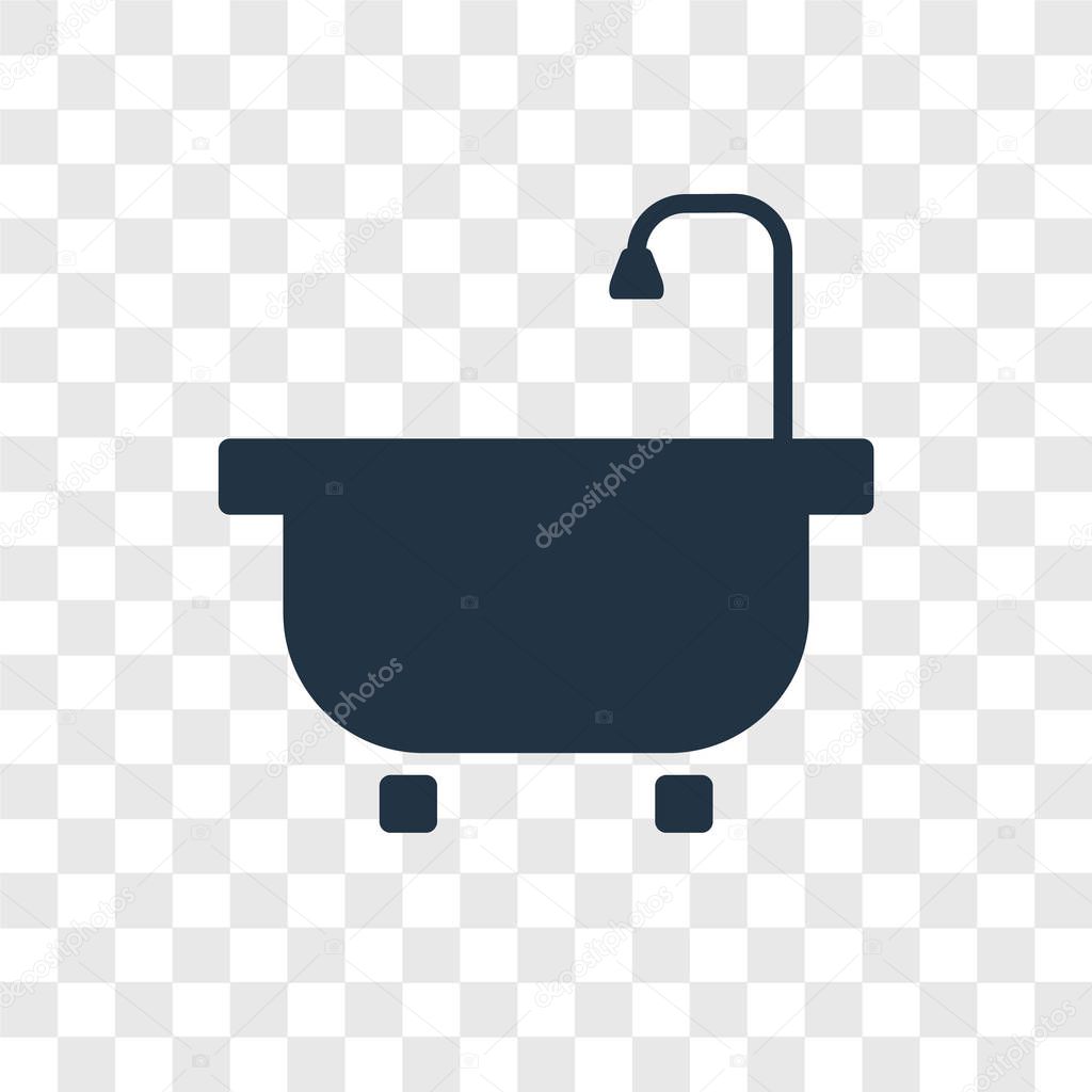 Bathtub vector icon isolated on transparent background, bathtub transparency logo concept