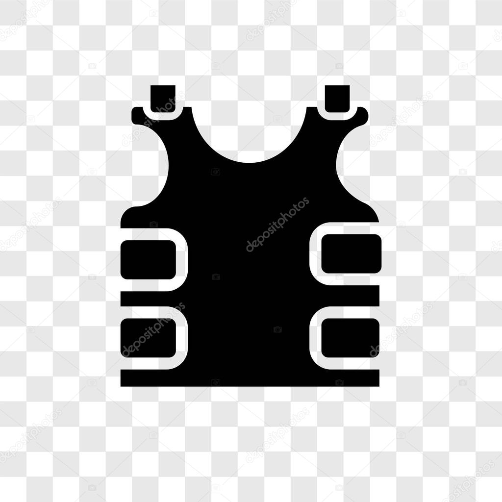 Bulletproof vest vector icon isolated on transparent background, Bulletproof vest transparency logo concept