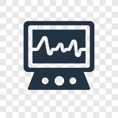 Saydam arka plan üzerinde elektrokardiyogram şeffaflık logo kavramı izole elektrokardiyogram vektör simgesi