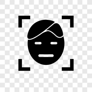 Saydam arka plan üzerinde yüz tanıma şeffaflık logo kavramı izole yüz tanıma vektör simgesi