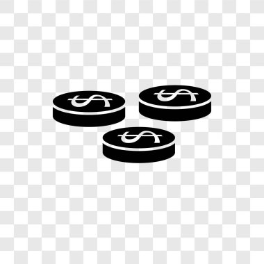 Saydam arka plan üzerinde paralar şeffaflık logo kavramı izole simgesi sikke vektör