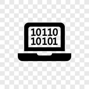 Saydam arka plan üzerinde ikili kod şeffaflık logo kavramı izole ikili kod vektör simgesi