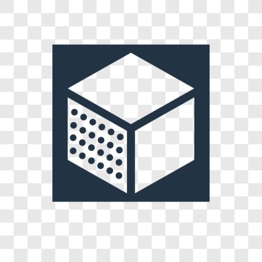 Saydam arka plan üzerinde küp şeffaflık logo kavramı izole küp vektör simgesi